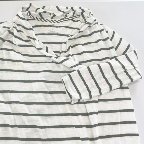 Talbots Open Front Cardigan Size Petite S SP Olive Green Striped 3/4 Sleeve - Picture 4 of 11